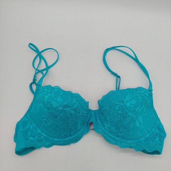 Victorias Secret PINK 34B Bra Aqua Blue Lightly Line Demi Underwire Back Close - Picture 5 of 5